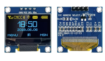 OLED 128x64 - Pantalla OLED con resolución de 128x64 píxeles, ideal para proyectos DIY y sistemas embebidos.