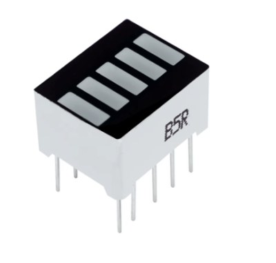 Display Barra LED 5 Segmentos - Indicador de nivel y estado en color rojo brillante, perfecto para aplicaciones electrónicas.