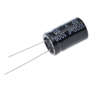 Capacitor Electrolítico 1000µF 50V 5x11mm - Componente esencial para proyectos electrónicos que requieren alta capacitancia en un espacio reducido.