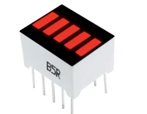 Display Barra LED 5 Segmentos Rojo Display Barra LED 5 Segmentos - Indicador de nivel y estado en color rojo brillante, perfecto para aplicaciones electrónicas.