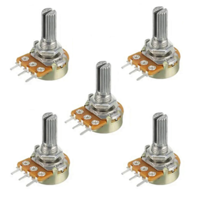 1K Potenciómetro 15mm de Eje - Componente ideal para ajustes finos en circuitos electrónicos.