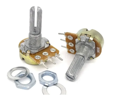1K Potenciómetro 15mm de Eje - Componente ideal para ajustes finos en circuitos electrónicos.